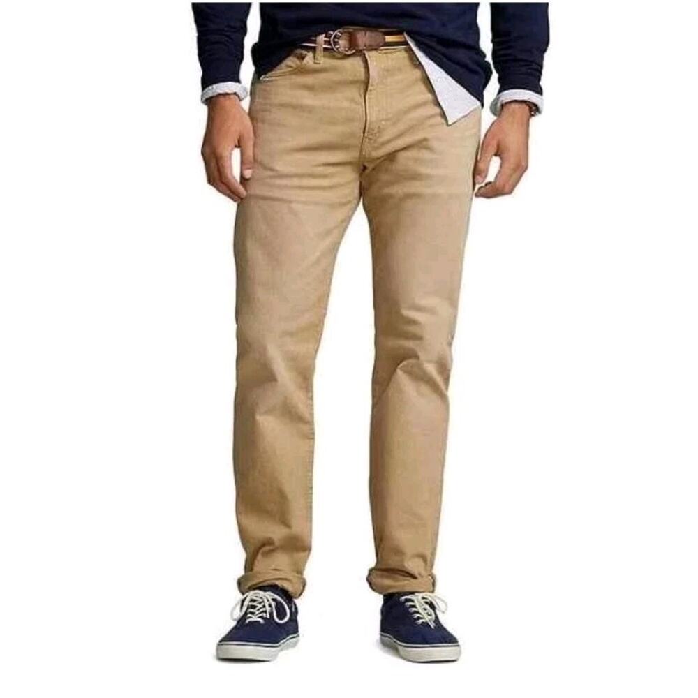NWT Polo Ralph Lauren Khaki Beige Varick Slim Straight Jean 36x34 Button Fly New